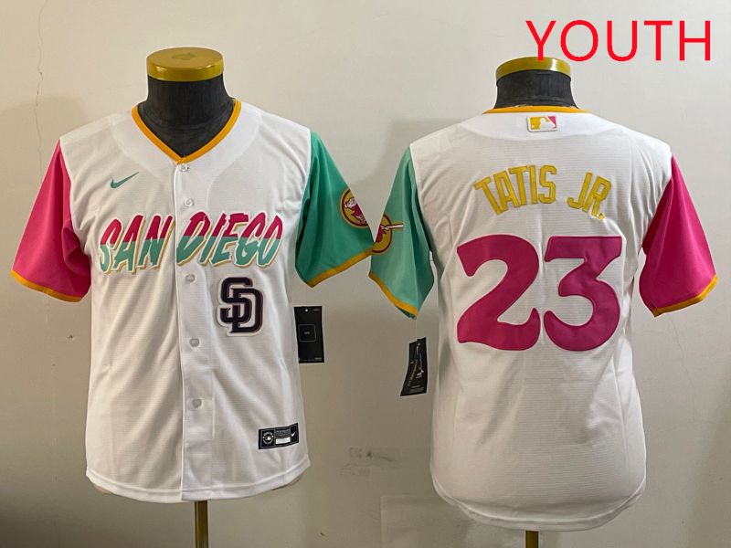 Youth San Diego Padres #23 Tatis jr White City Edition 2025 Nike MLB Jersey style 7